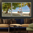Lounge Chairs Palm Trees on Tropical Beach Canvas Wall Art by MyGreatCanvas | Canvas Wall Art Prints | Photo Prints & Wall Decor