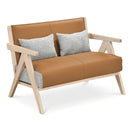 Loveseat Sofa for Small Spaces with Throw Pillows Rubber Wood Frame Padded Seat by LJGDeals