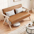 Loveseat Sofa for Small Spaces with Throw Pillows Rubber Wood Frame Padded Seat by LJGDeals