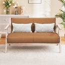 Loveseat Sofa for Small Spaces with Throw Pillows Rubber Wood Frame Padded Seat by DirectDeals