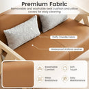Loveseat Sofa for Small Spaces with Throw Pillows Rubber Wood Frame Padded Seat by LJGDeals