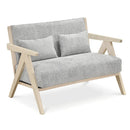Loveseat Sofa for Small Spaces with Throw Pillows Rubber Wood Frame Padded Seat by LJGDeals