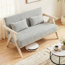 Loveseat Sofa for Small Spaces with Throw Pillows Rubber Wood Frame Padded Seat by LJGDeals
