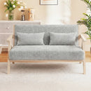 Loveseat Sofa for Small Spaces with Throw Pillows Rubber Wood Frame Padded Seat by LJGDeals
