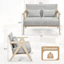 Loveseat Sofa for Small Spaces with Throw Pillows Rubber Wood Frame Padded Seat by DirectDeals