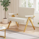 Loveseat Sofa with Armrests and Wooden Legs by LJGDeals