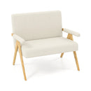 Loveseat Sofa with Armrests and Wooden Legs by LJGDeals