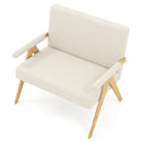 Loveseat Sofa with Armrests and Wooden Legs by LJGDeals