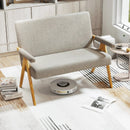 Loveseat Sofa with Armrests and Wooden Legs by LJGDeals