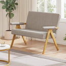Loveseat Sofa with Armrests and Wooden Legs by LJGDeals
