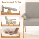 Loveseat Sofa with Armrests and Wooden Legs by LJGDeals