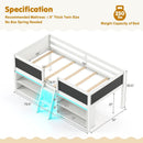 Low Loft Bed with LED Lights Kid's Cabin Bed with Bookcases by LJGDeals