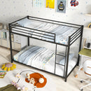Low Profile Twin Over Twin Metal Bunk Bed with Full-length Guardrails by LJGDeals