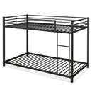 Low Profile Twin Over Twin Metal Bunk Bed with Full-length Guardrails-Black