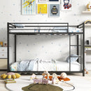 Low Profile Twin Over Twin Metal Bunk Bed with Full-length Guardrails by LJGDeals