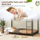 Low Profile Twin Over Twin Metal Bunk Bed with Full-length Guardrails by LJGDeals