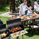Low Smoke Outdoor BBQ Grill Steel Barbecue Cooker with Firebox by DirectDeals