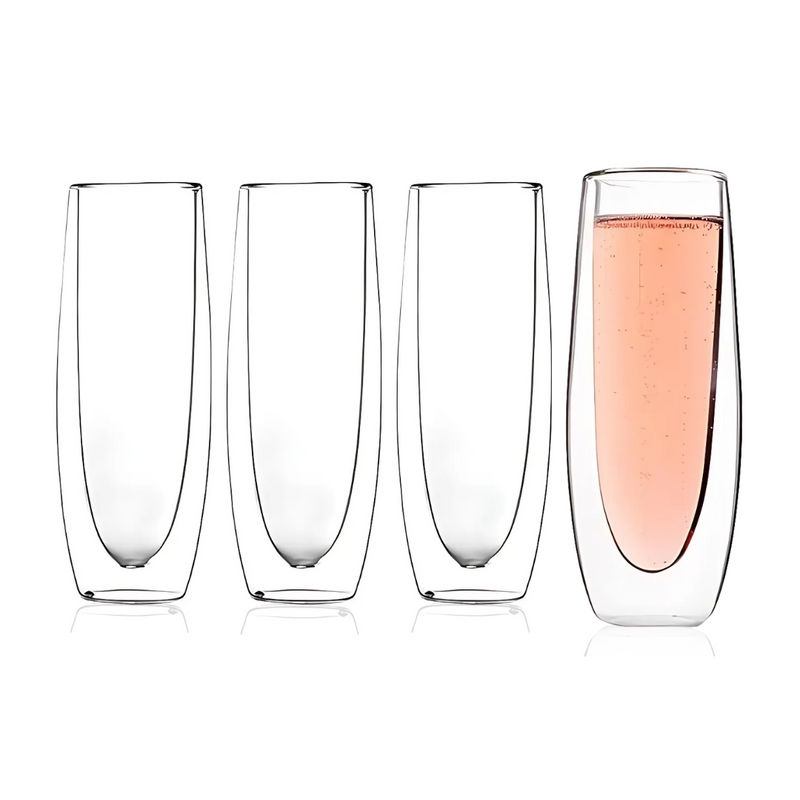 Stemless Double Wall Champagne Prosecco Glasses  - 5.4 fl. oz