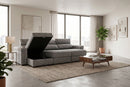 Lucious Gray Double Slider Power Sectional Sofa w/ Storage LAF Chaise by Ornate Furniture