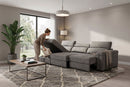 Lucious Gray Double Slider Power Sectional Sofa w/ Storage LAF Chaise by Ornate Furniture