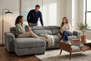 Lucious Gray Double Slider Power Sectional Sofa w/ Storage LAF Chaise by Ornate Furniture