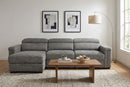 Lucious Gray Double Slider Power Sectional Sofa w/ Storage RAF Chaise by Ornate Furniture