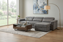 Lucious Gray Double Slider Power Sectional Sofa w/ Storage RAF Chaise by Ornate Furniture