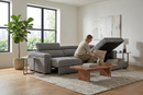 Lucious Gray Double Slider Power Sectional Sofa w/ Storage RAF Chaise by Ornate Furniture