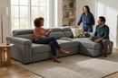 Lucious Gray Double Slider Power Sectional Sofa w/ Storage RAF Chaise by Ornate Furniture