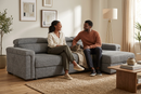 Lucious Gray Double Slider Power Sectional Sofa w/ Storage RAF Chaise by Ornate Furniture