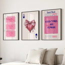 Preppy Pink Girly Poster Set of 3 Wall Art Decor by Wall Art Set