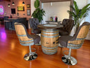 Luxury Hydraulic Whiskey & Wine Barrel Stool — Memory Foam, Counter-to-Bar Height