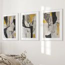 Golden Abstract Shapes Modern Wall Decor Poster by Wall Art Set
