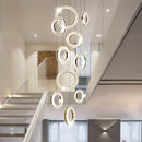 10 Lights - Hanging LED crystal lamp for staircase, lobby, living space, stairwell