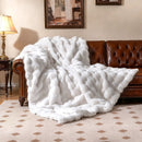 Luxury Fuzzy Plush Rabbit Fur Bubble Blanket for Armchair by LJGDeals