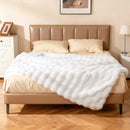 Luxury Fuzzy Plush Rabbit Fur Bubble Blanket for Armchair by LJGDeals
