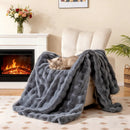 Luxury Fuzzy Plush Rabbit Fur Bubble Blanket for Armchair by LJGDeals