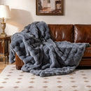 Luxury Fuzzy Plush Rabbit Fur Bubble Blanket for Armchair by LJGDeals
