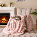 Luxury Fuzzy Plush Rabbit Fur Bubble Blanket for Armchair by LJGDeals
