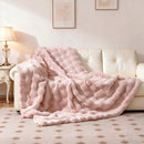 Luxury Fuzzy Plush Rabbit Fur Bubble Blanket for Armchair by LJGDeals