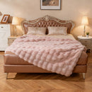 Luxury Fuzzy Plush Rabbit Fur Bubble Blanket for Armchair by LJGDeals
