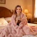Luxury Fuzzy Plush Rabbit Fur Bubble Blanket for Armchair by LJGDeals