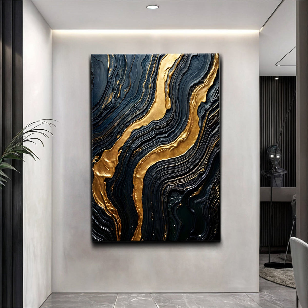 Modern Golden Lave Flow Wall Art, photo 2 of 6