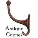 1930's Costumer Hook Cast Metal Alloy, 4-3/4" High, Available in Antique Copper or Brass