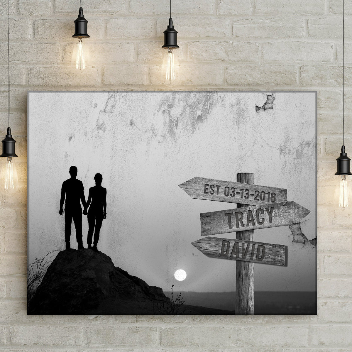 Monochrome Sunset Couple Sign, photo 7 of 7