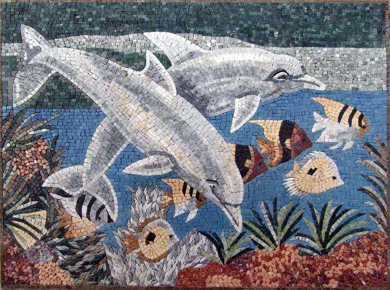 Aquarium Underwater Marble Mosaic Scene