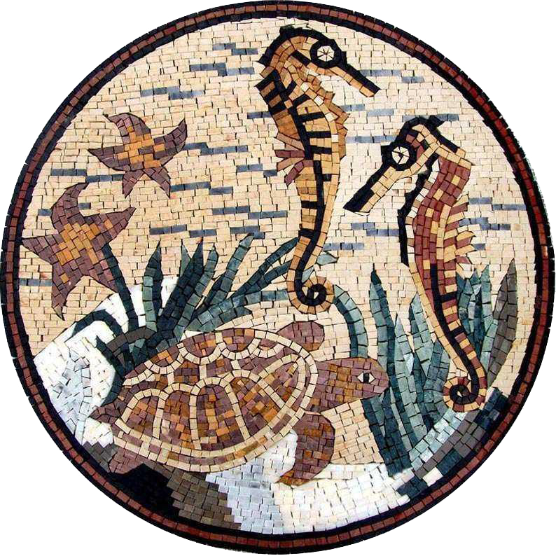 Sea Creatures Mosaic Medallion