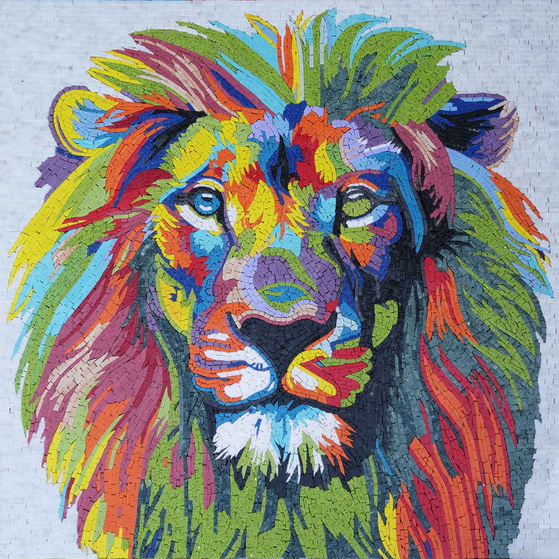 Rainbow Lion - Mosaic Art