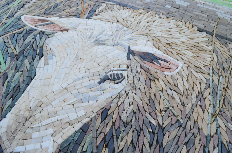 Sheep in Serenity: Handmade Mosaic Artistry