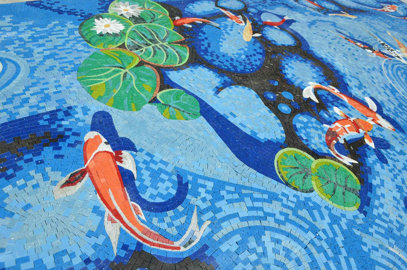 Koi Fish Pond - Mosaic Art